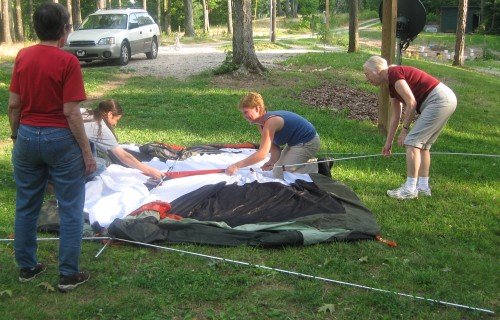 Pitching a tent
